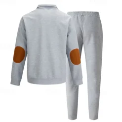 Discount OUKU Men's Sweatshirt Tracksuit Sweatsuit Black White Blue Khaki Gray Standing Collar Color Block 2 Piece Sports & Outdoor Daily Holiday Polyester Streetwear Basic Casual Spring & Fall Clothing Apparel