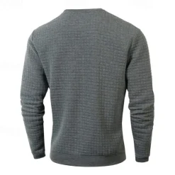 Hot OUKU Men's Sweatshirt Waffle Sweatshirt Black White Army Green Khaki Dark Gray Crew Neck Plain Ribbed Textured Knit-texture Sports & Outdoor Daily Holiday Polyester Streetwear Basic Casual Spring & Fall