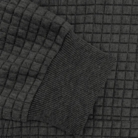 Sale OUKU Men's Sweatshirt Waffle Sweatshirt Quarter Zip Sweatshirt Black Navy Blue Khaki Dark Gray Gray Half Zip Graphic Cow Print Patchwork Front Pocket Quarter Zip Daily Holiday Going out Polyester