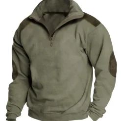 Best OUKU Men's Sweatshirt Zip Sweatshirt Brown Green Khaki Gray Half Zip Color Block Patchwork Sports & Outdoor Daily Holiday Vintage Basic Casual Spring & Fall Clothing Apparel Hoodies Sweatshirts Long