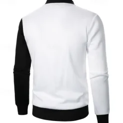 New OUKU Men's Sweatshirt Zip Up Hoodie Full Zip Sweatshirt Black White Wine Navy Blue Khaki Standing Collar Color Block Zip Up Patchwork Sports & Outdoor Daily Holiday Polyester Streetwear Basic Casual