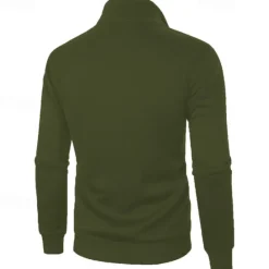 Outlet OUKU Men's Sweatshirt Zip Up Hoodie Full Zip Sweatshirt Black Wine Army Green Navy Blue Light Grey Standing Collar Plain Zip Up Sports & Outdoor Daily Holiday Polyester Streetwear Basic Casual Spring
