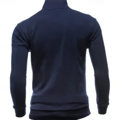 Outlet OUKU Men's Sweatshirt Zip Up Hoodie Full Zip Sweatshirt Black Wine Army Green Navy Blue Light Grey Standing Collar Plain Zip Up Sports & Outdoor Daily Holiday Polyester Streetwear Basic Casual Spring