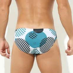 Sale OUKU Men's Swim Briefs Daily Beach Breathable Quick Dry Drawstring Elastic Waist Geometic Short Sport Casual Activewear Yellow Blue Micro-elastic
