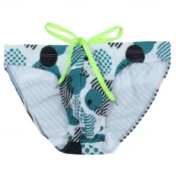 Sale OUKU Men's Swim Briefs Daily Beach Breathable Quick Dry Drawstring Elastic Waist Geometic Short Sport Casual Activewear Yellow Blue Micro-elastic