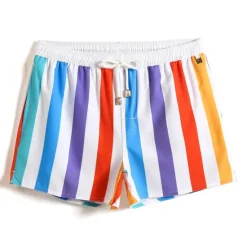 Online OUKU Men's Swim Shorts Board Shorts Swim Trunks Summer Shorts Pocket Drawstring with Mesh lining Stripe Comfort Breathable Short Casual Daily Holiday Hawaiian Classic Style Black 1# Black Inelastic