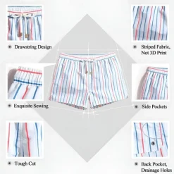 Online OUKU Men's Swim Shorts Board Shorts Swim Trunks Summer Shorts Pocket Drawstring with Mesh lining Stripe Comfort Breathable Short Casual Daily Holiday Hawaiian Classic Style Black 1# Black Inelastic