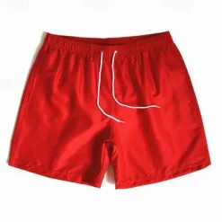 Hot OUKU Men's Swim Shorts Shorts Beach Shorts Drawstring Elastic Waist Plain Comfort Quick Dry Short Holiday Beach Weekend Fashion Casual Black White Micro-elastic