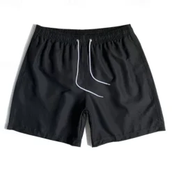 Hot OUKU Men's Swim Shorts Shorts Beach Shorts Drawstring Elastic Waist Plain Comfort Quick Dry Short Holiday Beach Weekend Fashion Casual Black White Micro-elastic