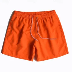 Hot OUKU Men's Swim Shorts Shorts Beach Shorts Drawstring Elastic Waist Plain Comfort Quick Dry Short Holiday Beach Weekend Fashion Casual Black White Micro-elastic