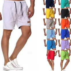 New OUKU Men's Swim Shorts Shorts Summer Shorts Casual Shorts Pocket Drawstring Elastic Waist Plain Comfort Breathable Short Outdoor Vacation Sport Casual Black White