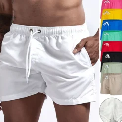 Clearance OUKU Men's Swim Shorts Swim Trunks Quick Dry Board Shorts Bathing Suit Breathable Drawstring With Pockets - Swimming Surfing Beach Water Sports Solid Colored Spring Summer