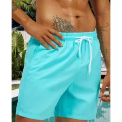 Outlet OUKU Men's Swim Shorts Swim Trunks Beach Shorts Sports Going out Weekend Breathable Quick Dry Running Casual Pocket Drawstring with Mesh lining Plain Knee Length Gymnatics Activewear Yellow Pink