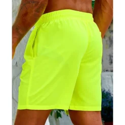 Outlet OUKU Men's Swim Shorts Swim Trunks Beach Shorts Sports Going out Weekend Breathable Quick Dry Running Casual Pocket Drawstring with Mesh lining Plain Knee Length Gymnatics Activewear Yellow Pink