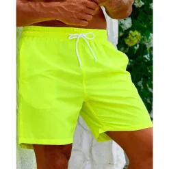 Outlet OUKU Men's Swim Shorts Swim Trunks Beach Shorts Sports Going out Weekend Breathable Quick Dry Running Casual Pocket Drawstring with Mesh lining Plain Knee Length Gymnatics Activewear Yellow Pink