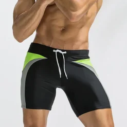 OUKU Men's Swim Trunks Board Shorts Swim Brief Pocket Drawstring Elastic Waist Color Block Comfort Breathable Short Casual Daily Holiday Fashion Streetwear Black Deep Blue Micro-elastic