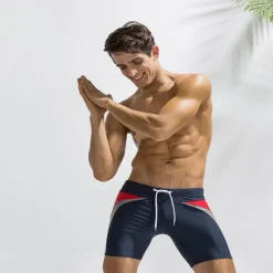 OUKU Men's Swim Trunks Board Shorts Swim Brief Pocket Drawstring Elastic Waist Color Block Comfort Breathable Short Casual Daily Holiday Fashion Streetwear Black Deep Blue Micro-elastic
