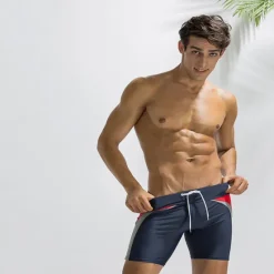 OUKU Men's Swim Trunks Board Shorts Swim Brief Pocket Drawstring Elastic Waist Color Block Comfort Breathable Short Casual Daily Holiday Fashion Streetwear Black Deep Blue Micro-elastic