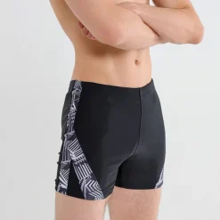 Discount OUKU Men's Swim Trunks Outdoor Daily Beach Breathable Quick Dry Drawstring Elastic Waist Color Block Short Sport Casual Activewear Micro-elastic Black