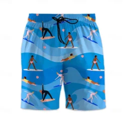 New OUKU Men's Swim Trunks Swim Shorts Quick Dry Lightweight Board Shorts Bottoms with Pockets Drawstring Swimming Surfing Beach Water Sports Printed Summer / Stretchy