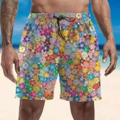 New OUKU Men's Swim Trunks Swim Shorts Quick Dry Lightweight Board Shorts Bottoms Drawstring with Pockets Swimming Surfing Beach Water Sports Floral Summer