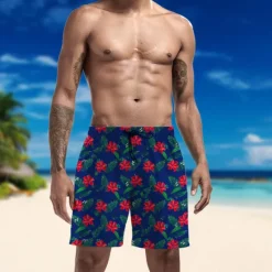 New OUKU Men's Swim Trunks Swim Shorts Quick Dry Lightweight Board Shorts Bottoms Drawstring with Pockets Swimming Surfing Beach Water Sports Floral Summer