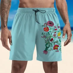 New OUKU Men's Swim Trunks Swim Shorts Quick Dry Lightweight Board Shorts Bottoms Drawstring with Pockets Swimming Surfing Beach Water Sports Floral Summer