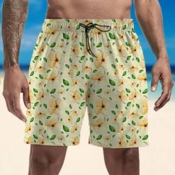 New OUKU Men's Swim Trunks Swim Shorts Quick Dry Lightweight Board Shorts Bottoms Drawstring with Pockets Swimming Surfing Beach Water Sports Floral Summer