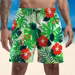 New OUKU Men's Swim Trunks Swim Shorts Quick Dry Lightweight Board Shorts Bottoms Drawstring with Pockets Swimming Surfing Beach Water Sports Floral Summer