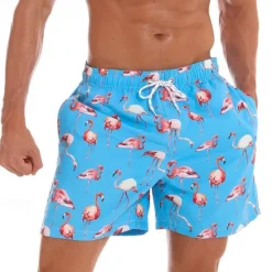 New OUKU Men's Swim Trunks Swim Shorts Board Shorts Bathing Suit Drawstring with Pockets Swimming Surfing Beach Water Sports Printed Summer Spring