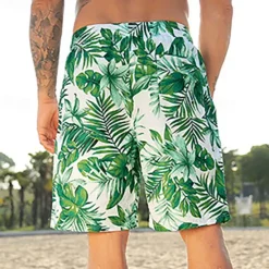 Sale OUKU Men's Swim Trunks Swim Shorts Quick Dry Lightweight Board Shorts Bathing Suit with Pockets Mesh Lining Drawstring Swimming Surfing Beach Water Sports Tropical Printed Summer Green