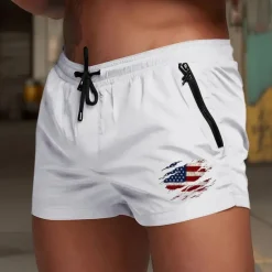 New OUKU Men's Swim Trunks Swim Shorts Board Shorts National Flag Quick dry Breathable with Mesh lining Elastic Waist Drawstring Vacation Beach Hawaiian Casual Wine Red Black