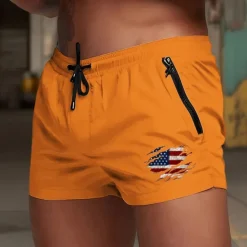 New OUKU Men's Swim Trunks Swim Shorts Board Shorts National Flag Quick dry Breathable with Mesh lining Elastic Waist Drawstring Vacation Beach Hawaiian Casual Wine Red Black