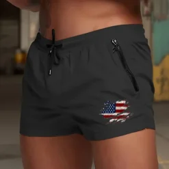 New OUKU Men's Swim Trunks Swim Shorts Board Shorts National Flag Quick dry Breathable with Mesh lining Elastic Waist Drawstring Vacation Beach Hawaiian Casual Wine Red Black