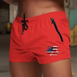 New OUKU Men's Swim Trunks Swim Shorts Board Shorts National Flag Quick dry Breathable with Mesh lining Elastic Waist Drawstring Vacation Beach Hawaiian Casual Wine Red Black
