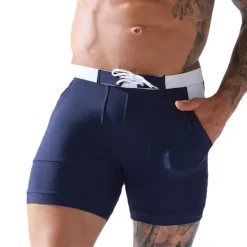 Online OUKU Men's Swim Trunks Swim Shorts Board Shorts Bathing Suit Drawstring Mesh Lining with Pockets Swimming Surfing Beach Water Sports Solid Colored Summer