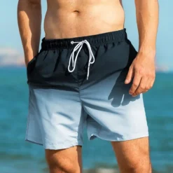 Sale OUKU Men's Swim Trunks Swim Shorts Board Shorts Bathing Suit Drawstring with Pockets Swimming Surfing Beach Water Sports Gradient Summer Spring
