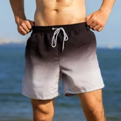 Sale OUKU Men's Swim Trunks Swim Shorts Board Shorts Bathing Suit Drawstring with Pockets Swimming Surfing Beach Water Sports Gradient Summer Spring