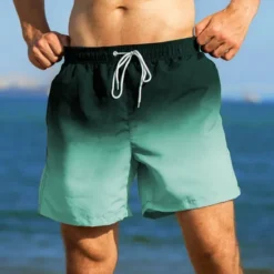 Sale OUKU Men's Swim Trunks Swim Shorts Board Shorts Bathing Suit Drawstring with Pockets Swimming Surfing Beach Water Sports Gradient Summer Spring