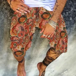 Discount OUKU Men's Swim Trunks Swim Shorts 4-Way Stretch Fabric Board Shorts Bottoms Drawstring with Pockets Swimming Surfing Beach Water Sports Printed Summer Spring Brown