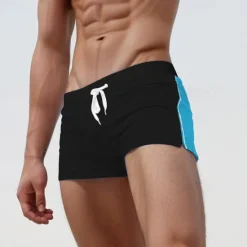 New OUKU Men's Swim Trunks Swim Shorts Board Shorts Drawstring Elastic Waist Color Block Comfort Quick Dry Short Holiday Beach Weekend Fashion Casual Micro-elastic Black