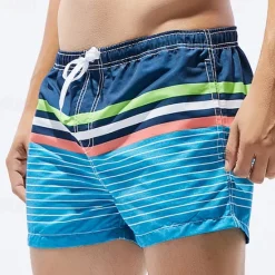 Outlet OUKU Men's Swim Trunks Swim Shorts Quick Dry Lightweight Board Shorts Bathing Suit with Pockets Drawstring Swimming Surfing Beach Water Sports Stripes Summer