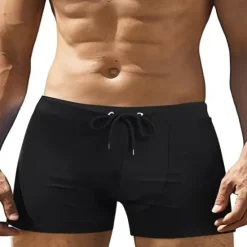 Online OUKU Men's Swim Trunks Swim Shorts Swimwear Bottoms Drawstring Swimming Surfing Beach Water Sports Solid Colored Summer Spring Black