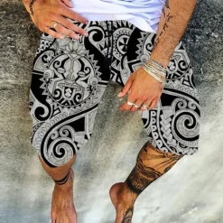 Discount OUKU Men's Swim Trunks Swim Shorts Board Shorts Summer Shorts Beach Shorts Drawstring Elastic Waist 3D Print Graphic Quick Dry Soft Short Casual Daily Holiday Hawaiian Dark Brown Black-White Micro-elastic