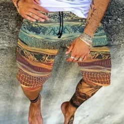 Discount OUKU Men's Swim Trunks Swim Shorts Board Shorts Summer Shorts Beach Shorts Drawstring Elastic Waist 3D Print Graphic Quick Dry Soft Short Casual Daily Holiday Hawaiian Dark Brown Black-White Micro-elastic