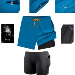 Discount OUKU Men's Swim Trunks Swim Shorts Board Shorts Bottoms Drawstring 2 in 1 with Pockets Swimming Surfing Beach Water Sports Solid Colored Summer Spring