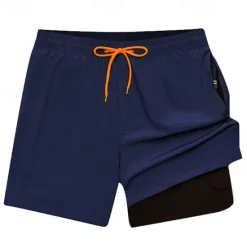 Discount OUKU Men's Swim Trunks Swim Shorts Board Shorts Bottoms Drawstring 2 in 1 with Pockets Swimming Surfing Beach Water Sports Solid Colored Summer Spring