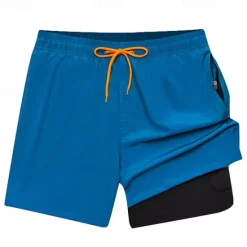 Discount OUKU Men's Swim Trunks Swim Shorts Board Shorts Bottoms Drawstring 2 in 1 with Pockets Swimming Surfing Beach Water Sports Solid Colored Summer Spring