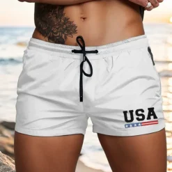 Clearance OUKU Men's Swim Trunks Swim Shorts Board Shorts USA Quick dry Breathable Drawstring with Mesh lining Elastic Waist Vacation Beach Hawaiian Casual White Light Green