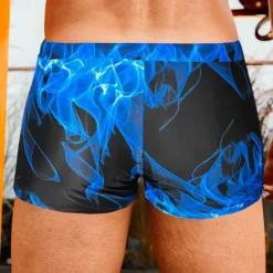 Best OUKU Men's Swim Trunks Swim Shorts Swimwear Bottoms Drawstring Swimming Surfing Beach Water Sports Printed Summer Spring Blue